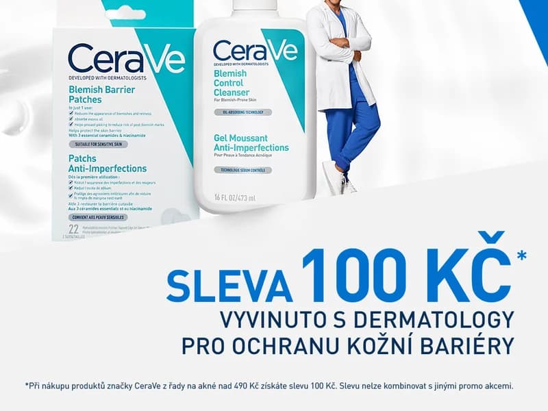 Sleva 100 Kč na produkty CeraVe z řady proti akné nad 490 Kč