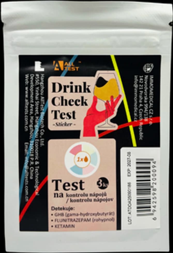 ALLTEST Drink Check Test – balení testovacích nálepek na kontrolu nápojů